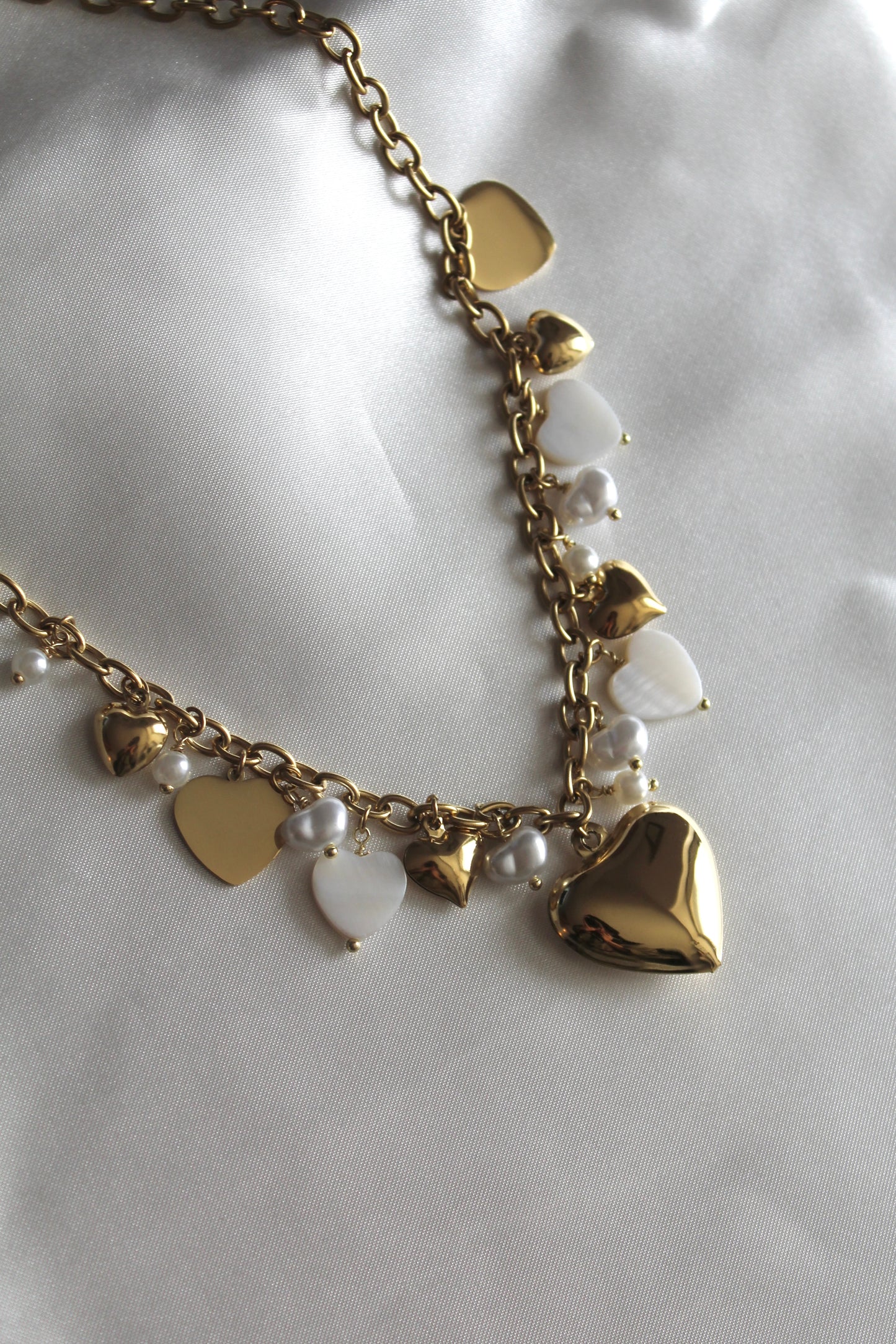 Collier breloques cœurs