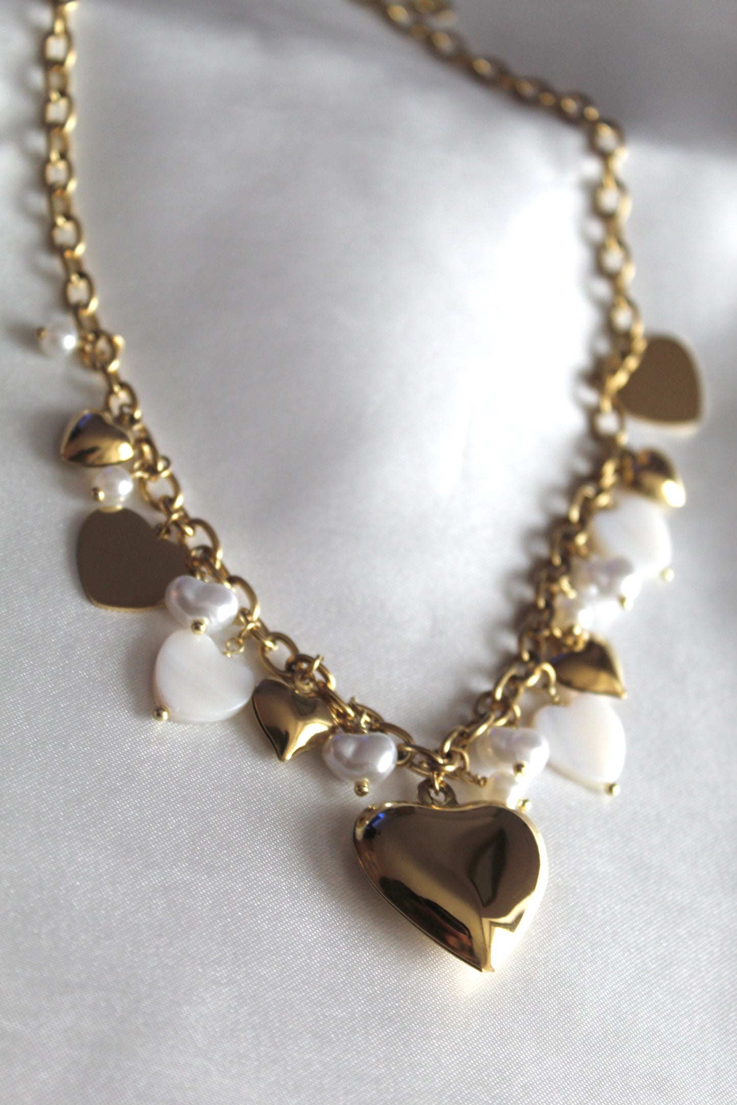 Collier breloques cœurs
