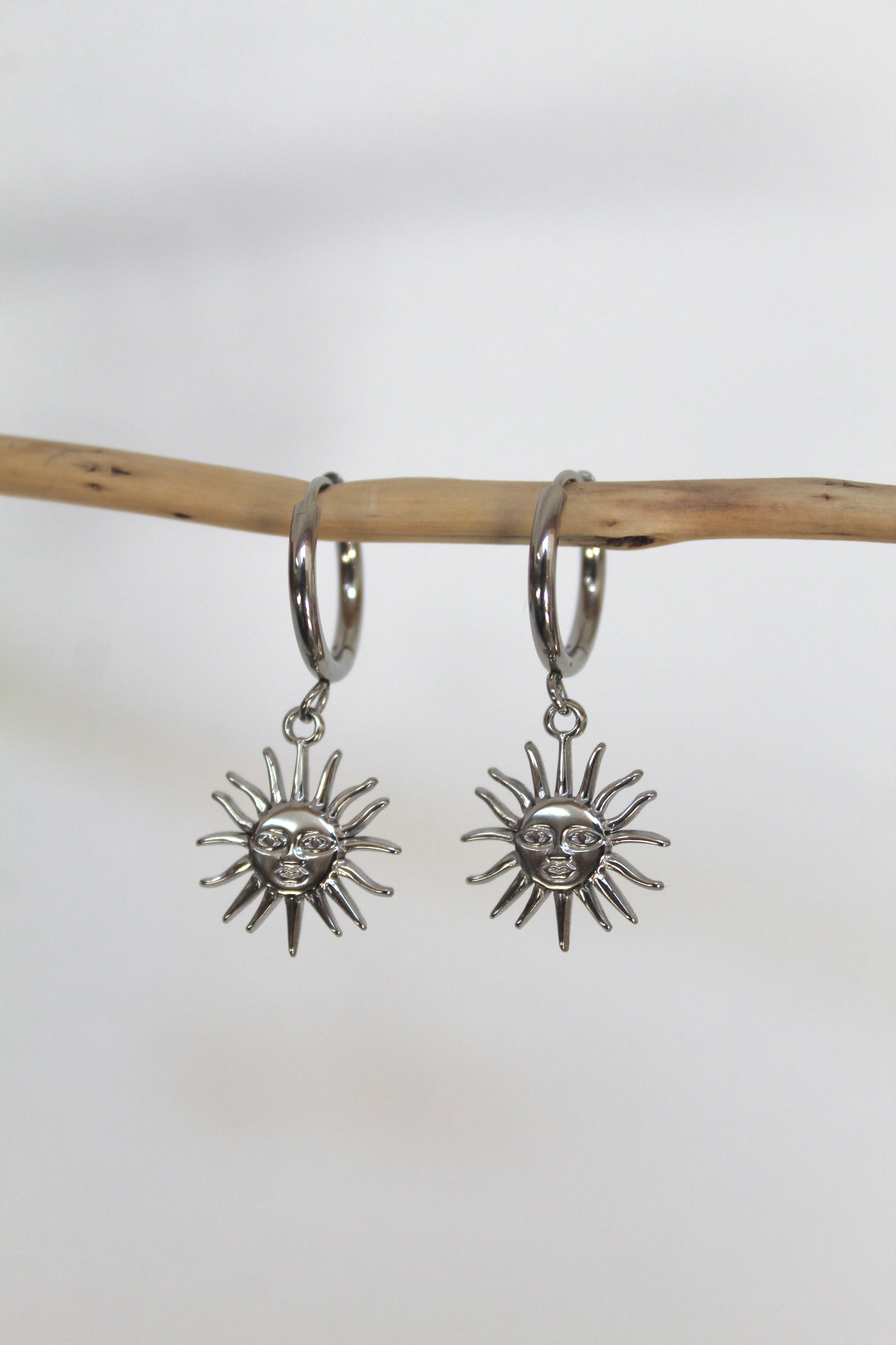 Boucles d’oreilles pendantes "Soleil" - Argenté