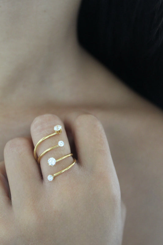 Bague spirale strass - Bijoux en acier inoxydable - Les bijoux d’Anaïs