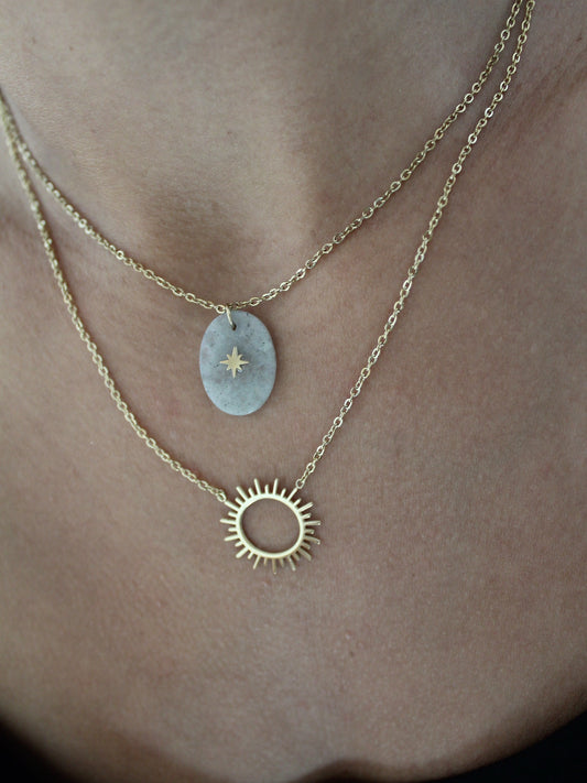 Collier double rang étoile et soleil - Bijoux en acier inoxydable - Les bijoux d’Anaïs