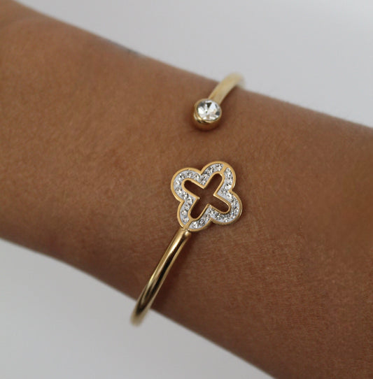 Bracelet trèfle strass - Bijoux en acier inoxydable - Les bijoux d’Anaïs